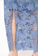 Blue Lace Denim Skirt