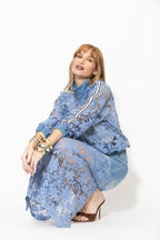 Blue Lace Denim Skirt