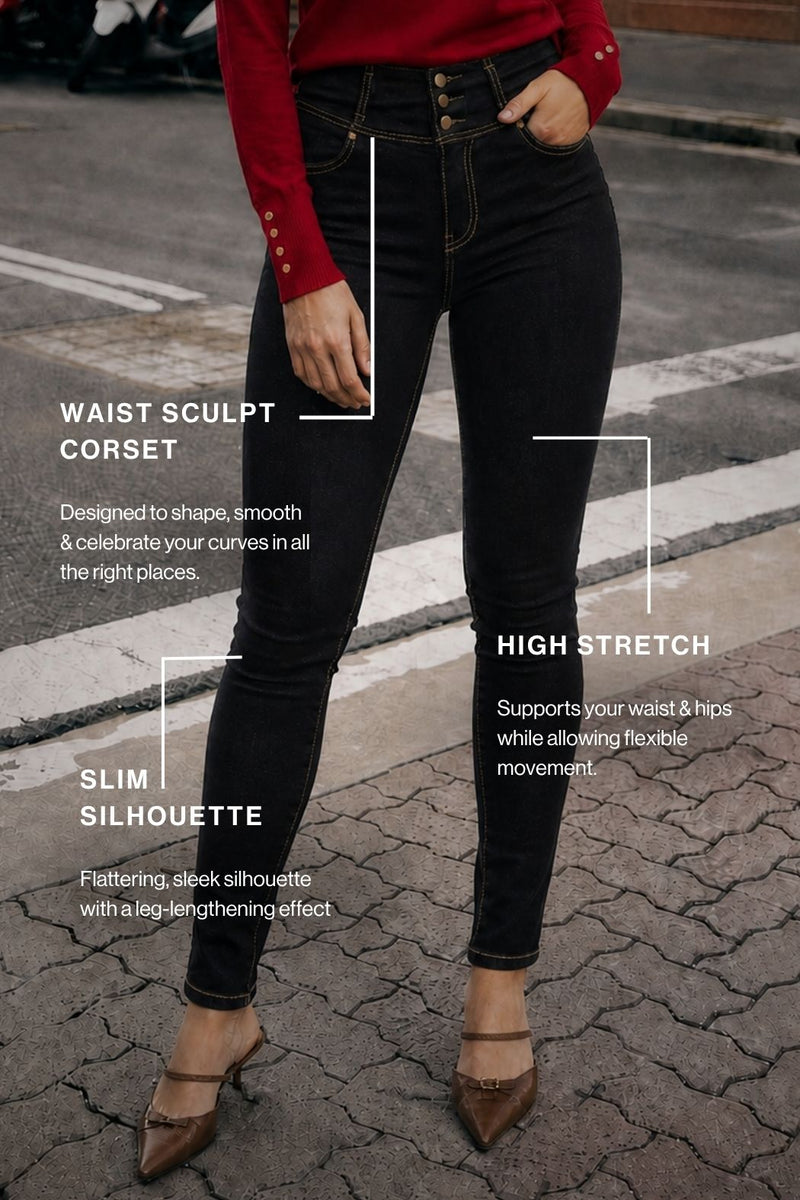 Dark Denim Waist Sculpt Corset Jean