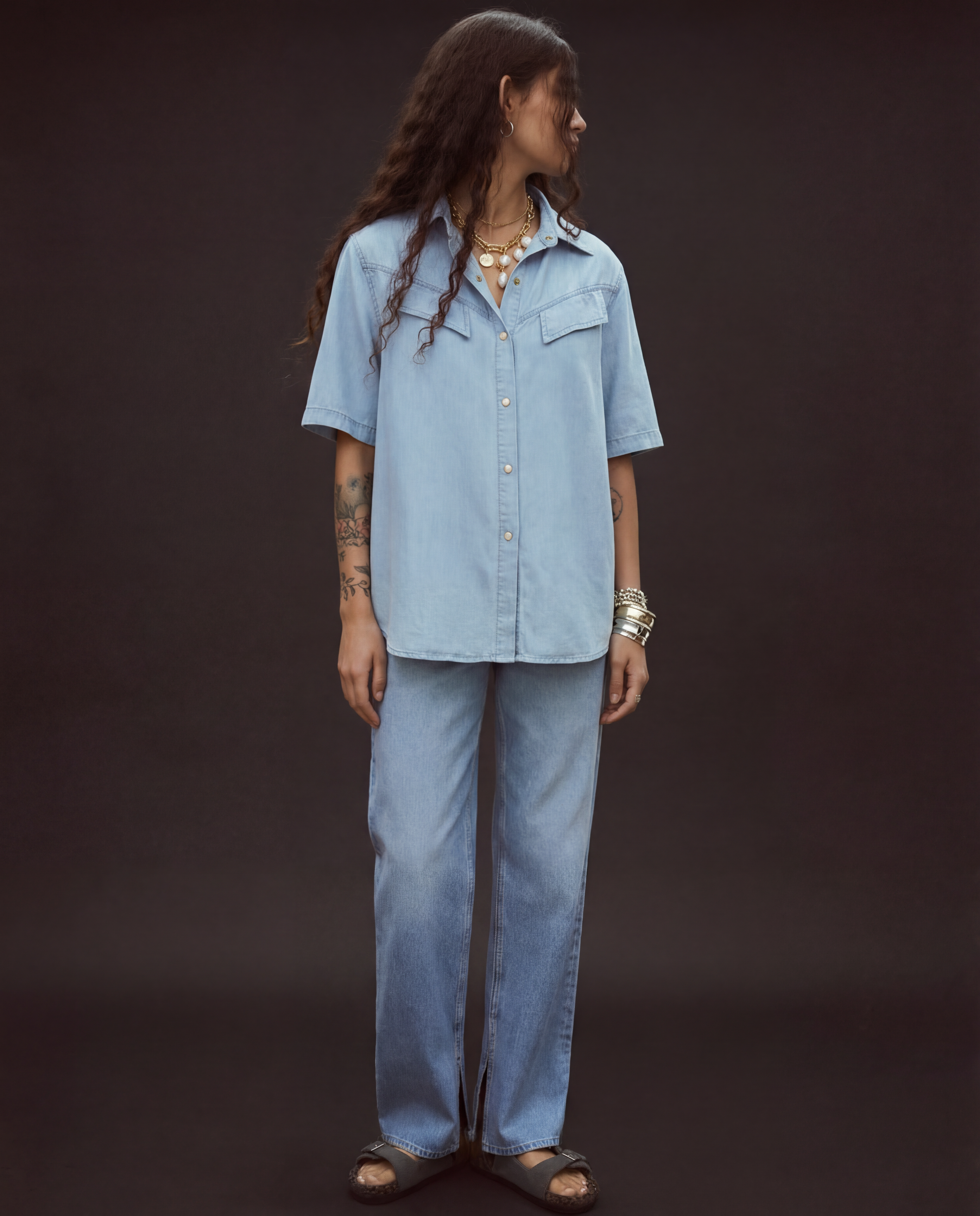 Light Denim Tencel Pocket Shirt