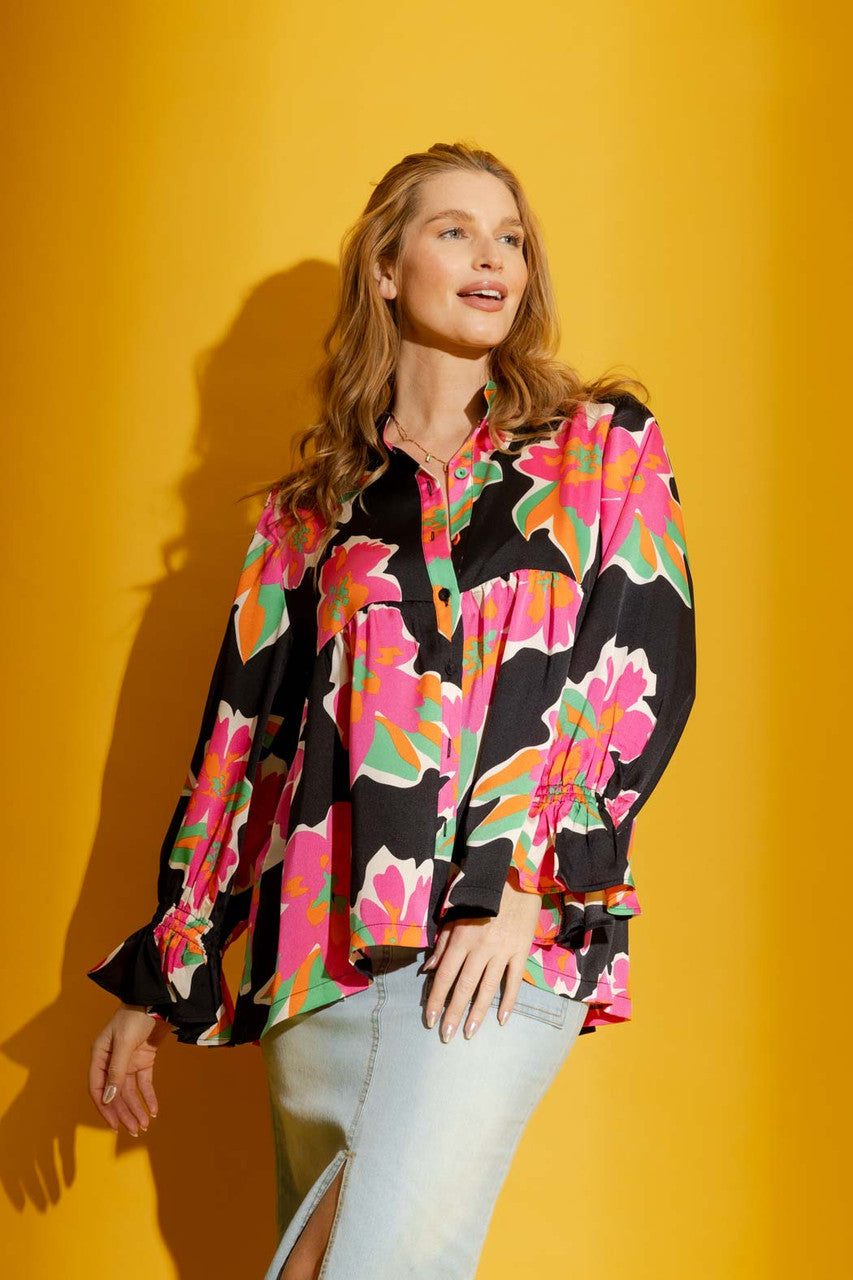 Black Floral Quinn Shirt