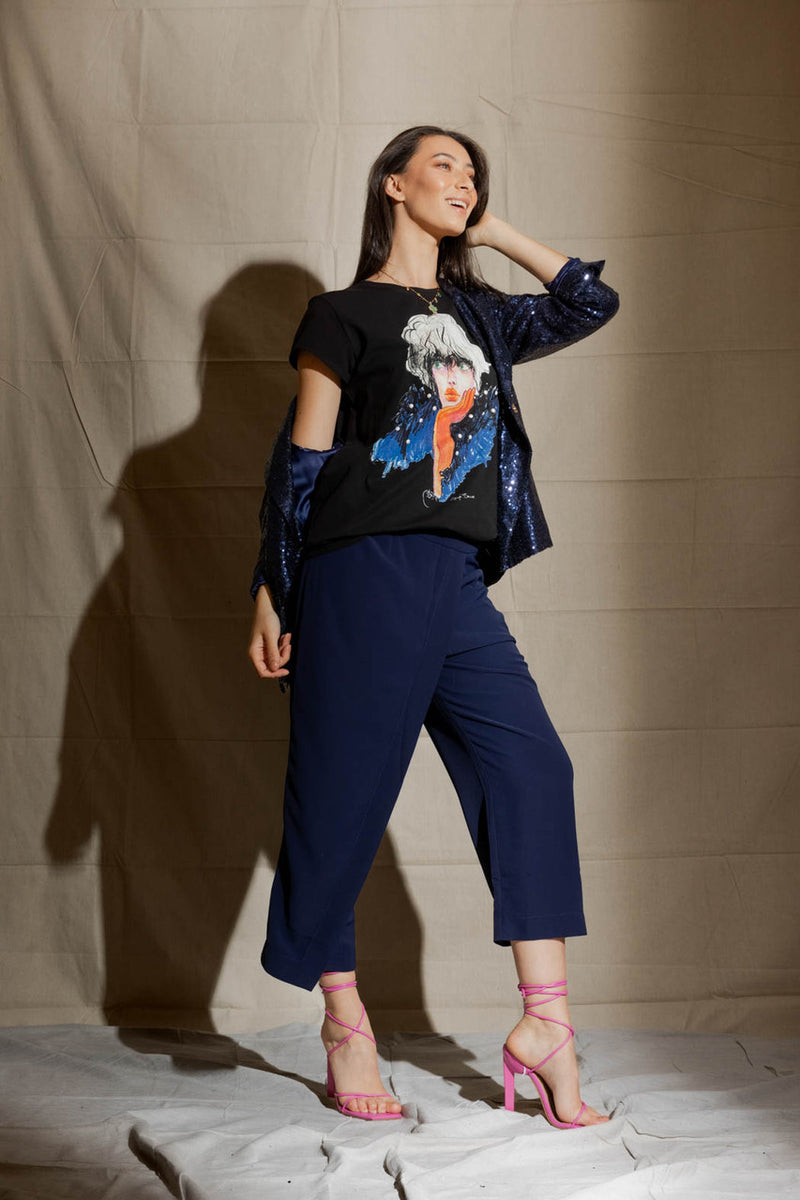 Navy Wrap Pants