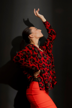 Red Distressed Leopard Knit Red S/M