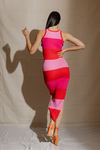 Pink / Hot Pink / Red Stripe Rib Dress