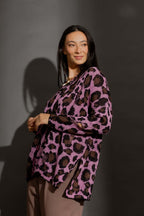 Pink Distressed Leopard Knit Pink S/M