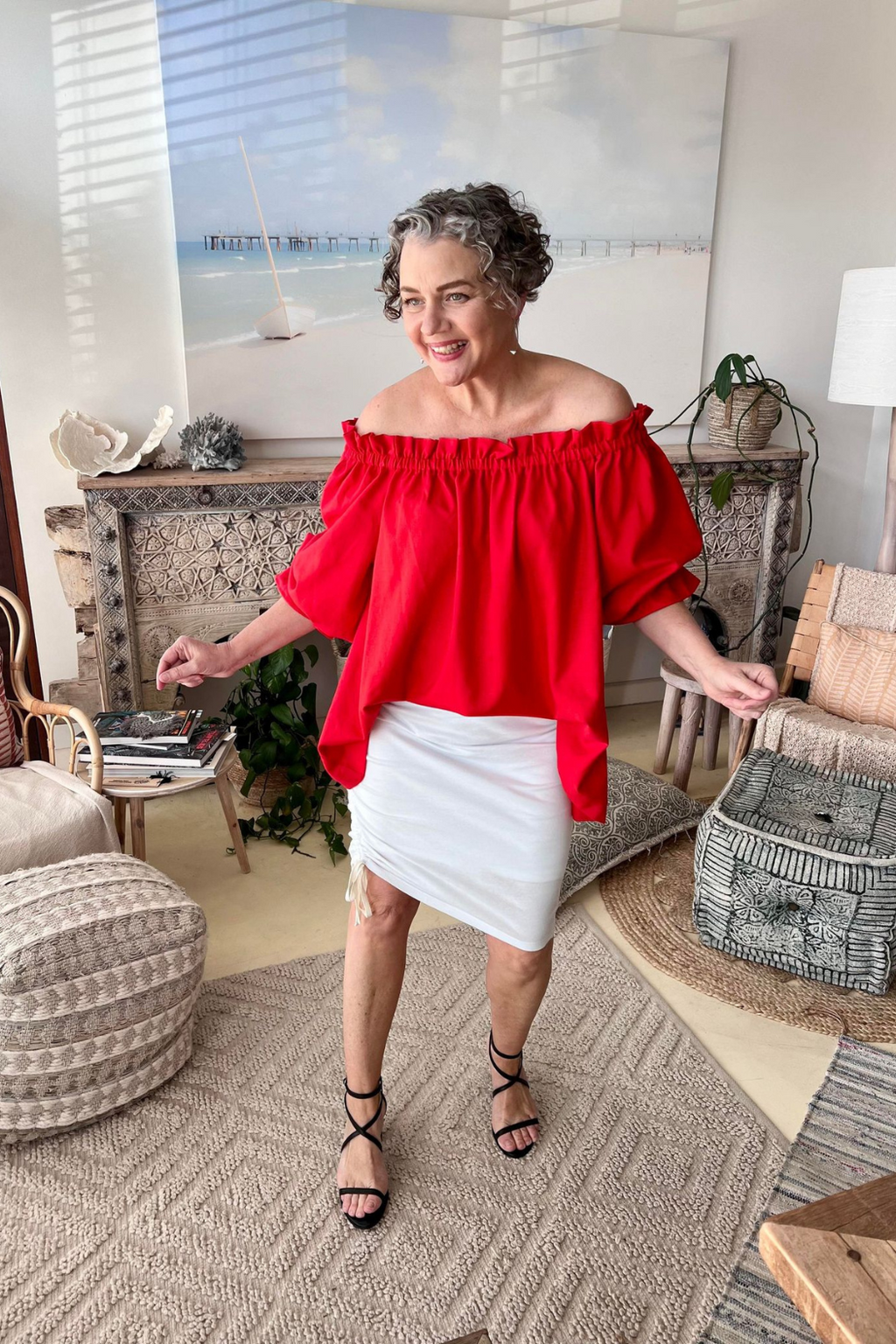 Red Shimmer Top - FINAL SALE