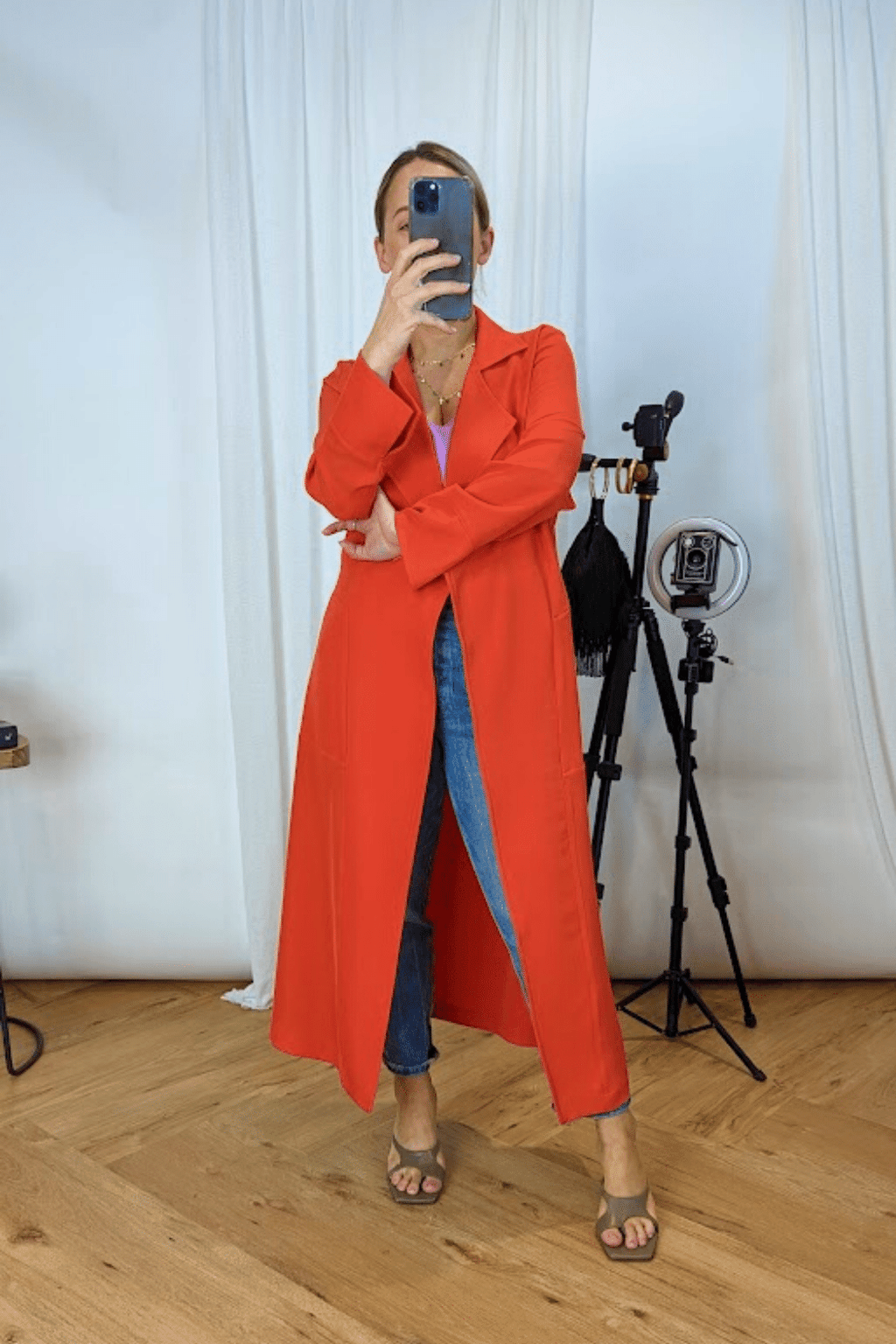 Orange Euro Trench Coat