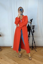Orange Euro Trench Coat