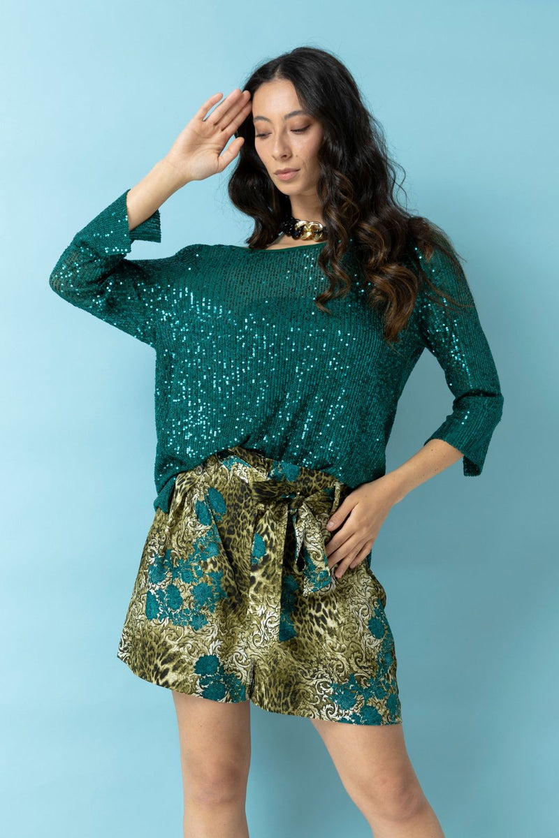 Jade Sequin Raglan Top - Sale