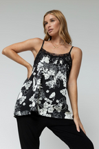 Black Ivory Silky Lace Cami - Final Sale