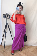 Orange Silky Off Shoulder Top - SALE