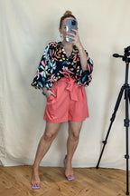 Black Floral Silky Bailey Blouse - Final Sale