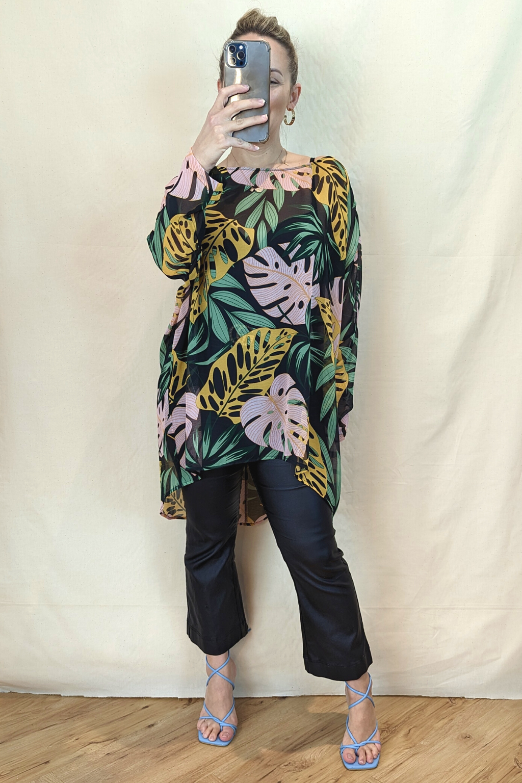 Tropical Chiffon Oversized Top - Final Sale