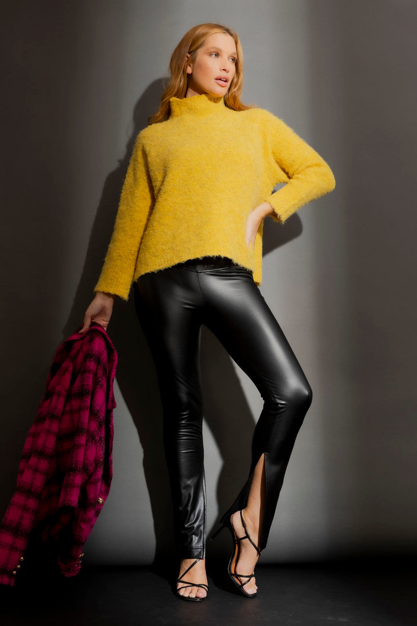 Black Coated Split Miracle Pant