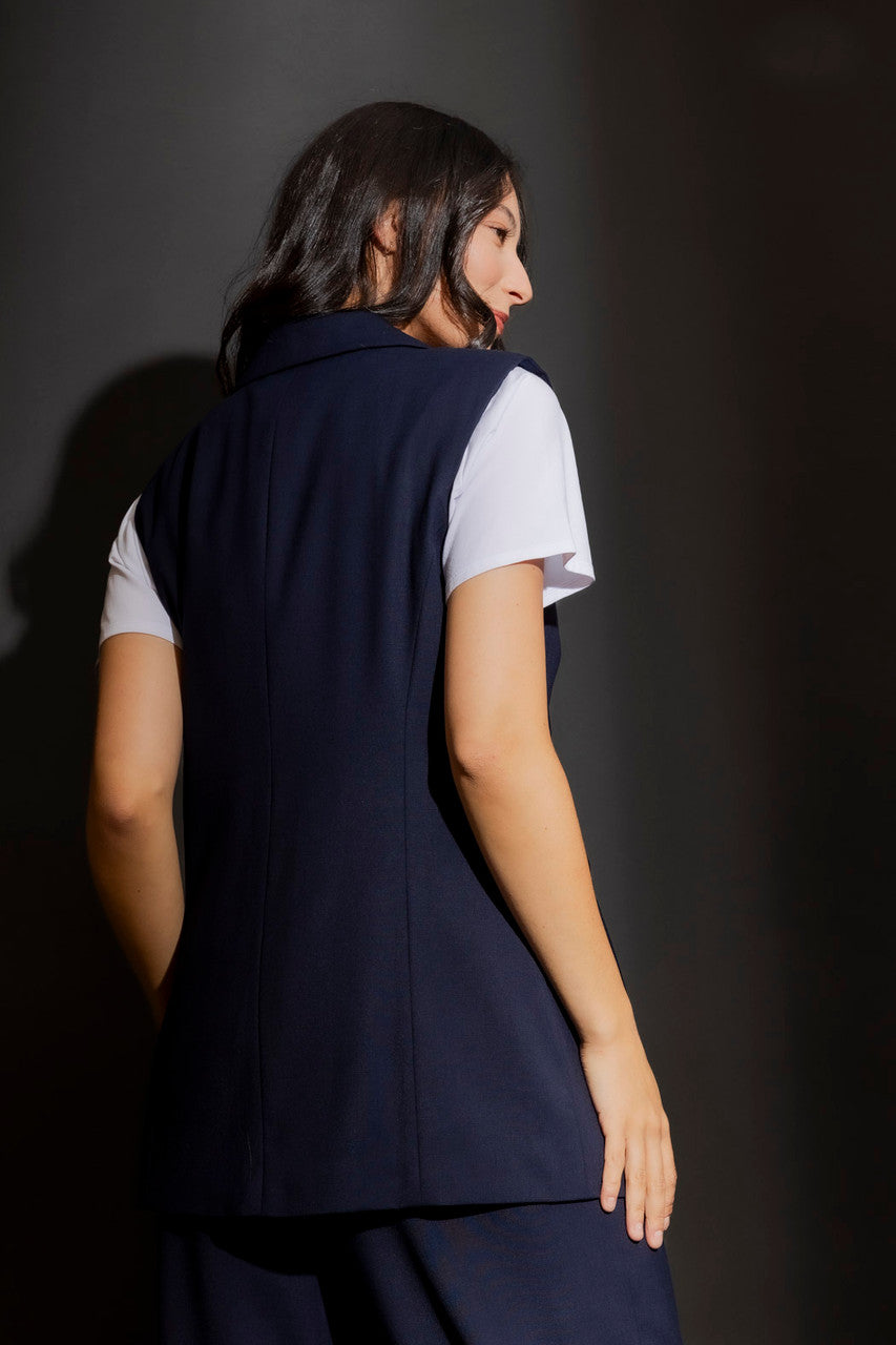Navy Sorrento Single Breasted Vest