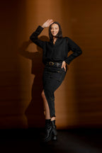 Black Luxury Linen Blogger Shirt