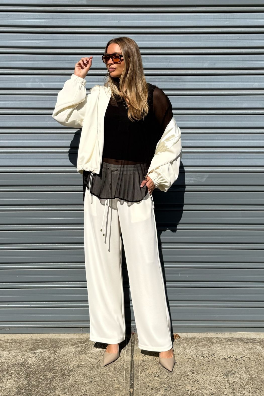 Ivory Drape Drawstring Pant