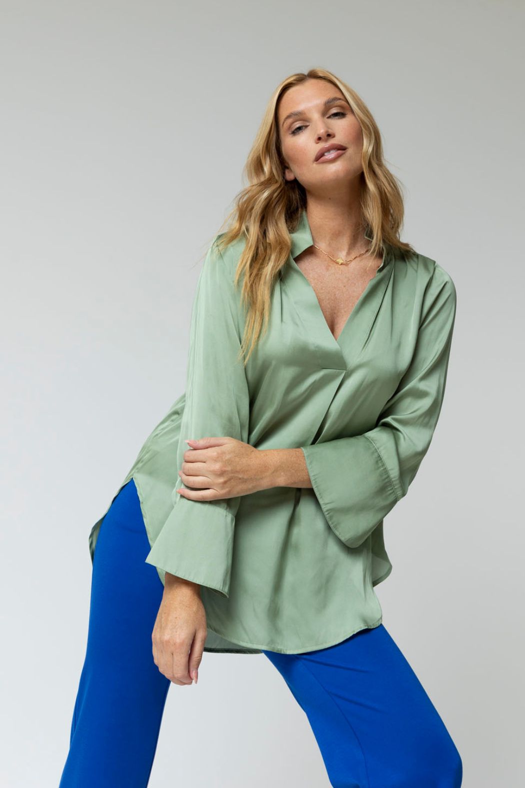 Mint Silky Blogger Shirt - Sale