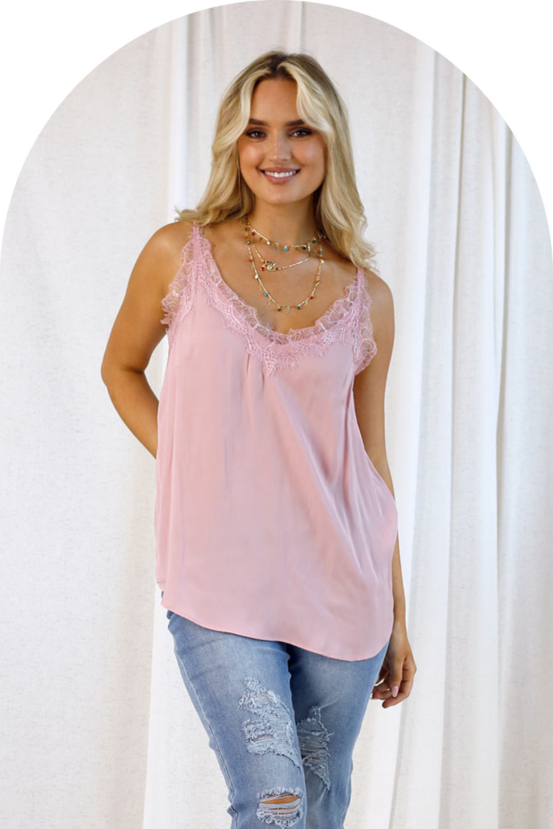 Soft Pink Seta Lace Cami - FINAL SALE