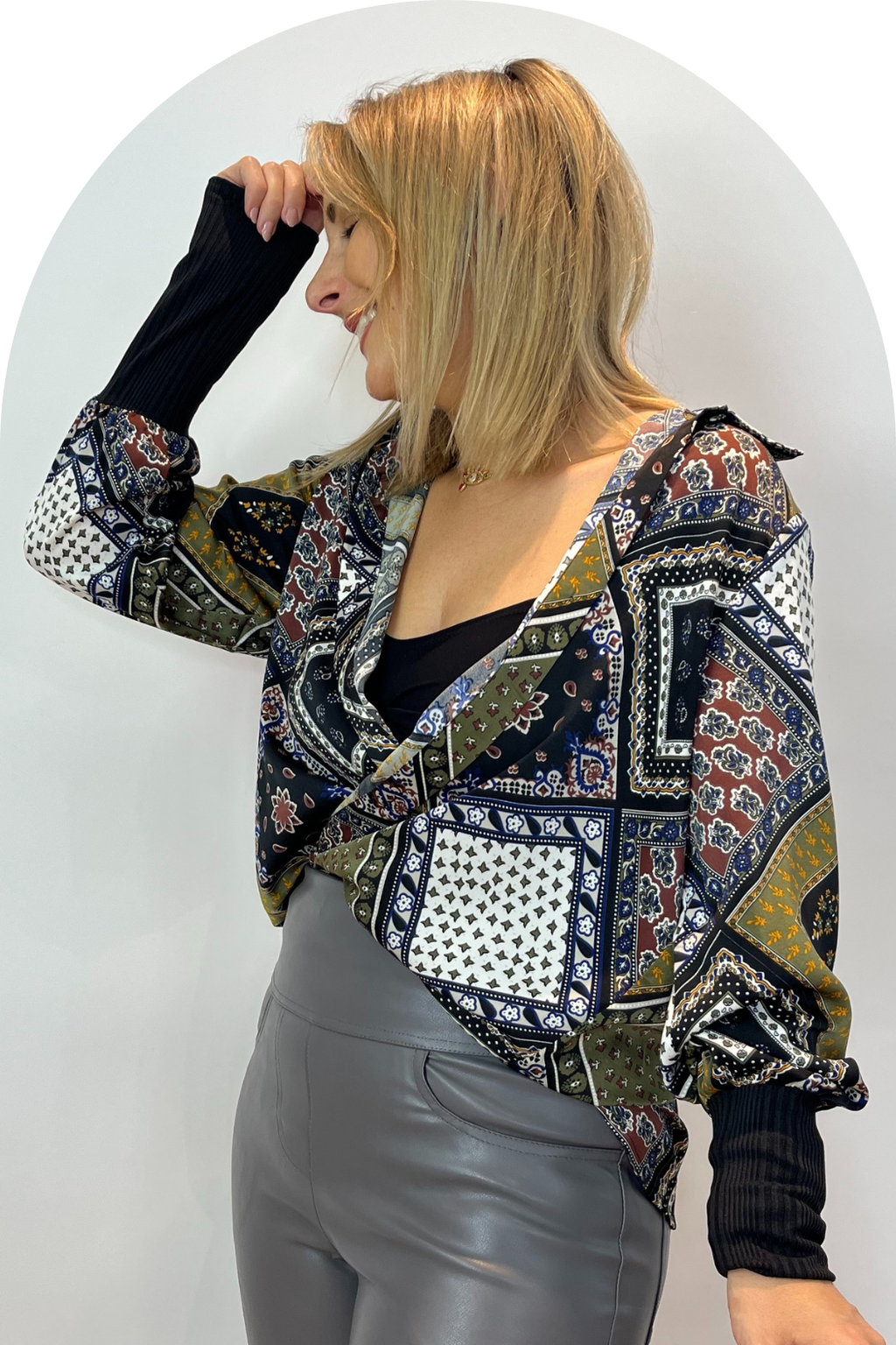 Khaki Silky Andie Shirt - SALE