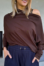 Chocolate Tencel Drape Top