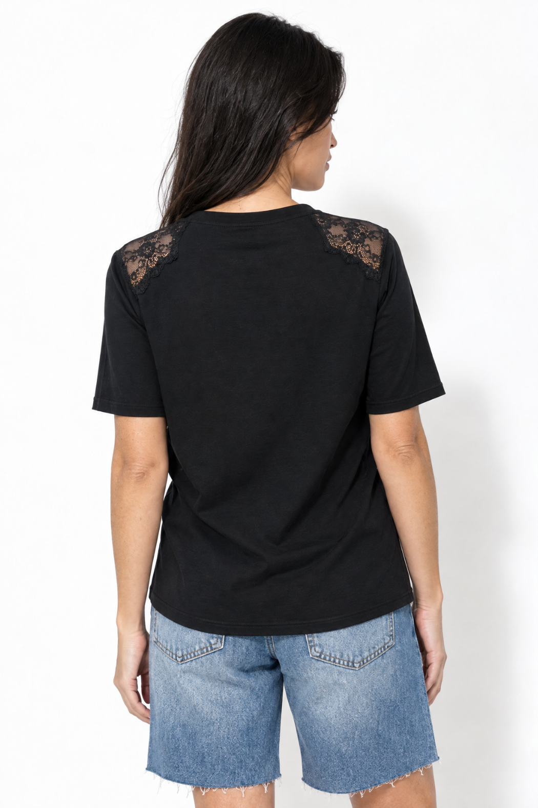 Black Modal Lace T-Shirt