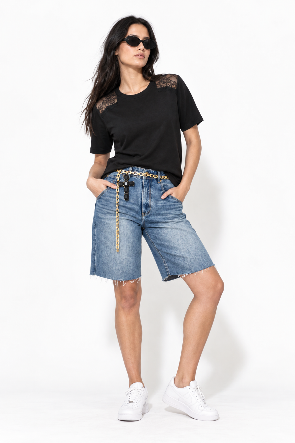Black Modal Lace T-Shirt
