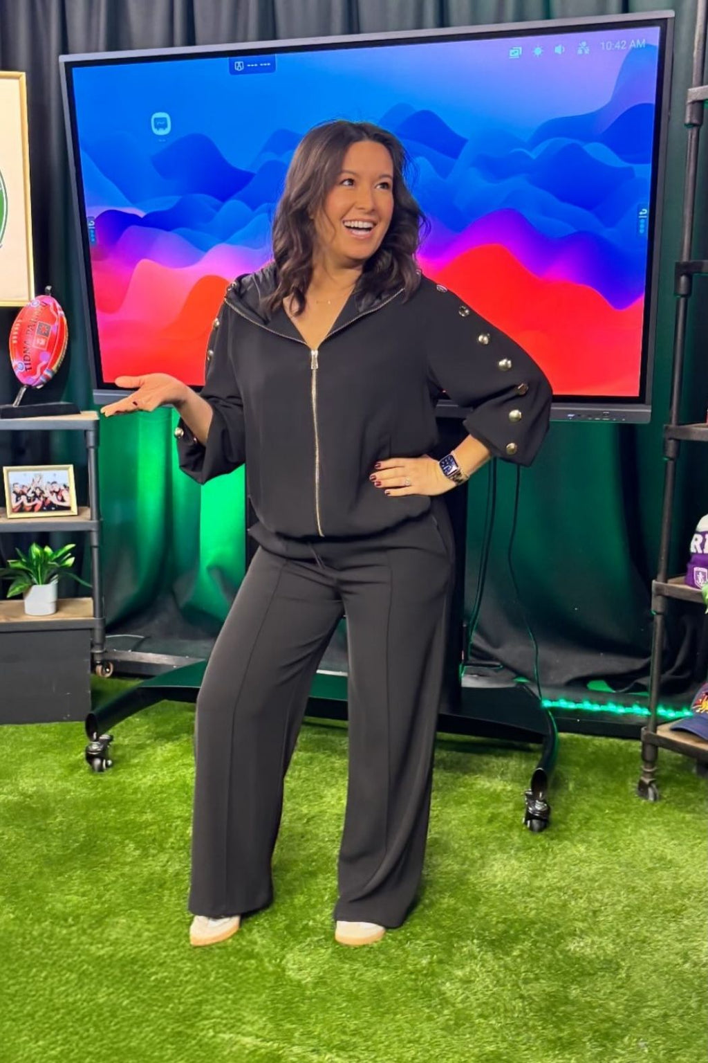 Black Euro Stud Hooded Jacket