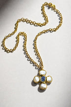 Gold Lapis Cross Necklace