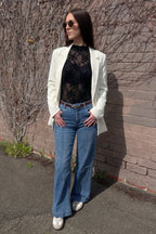 Black Mesh Funnel Neck Top