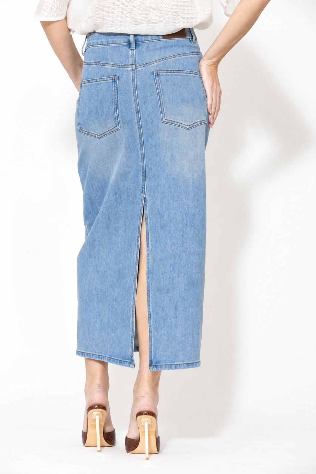 Blue Denim Maxi Skirt