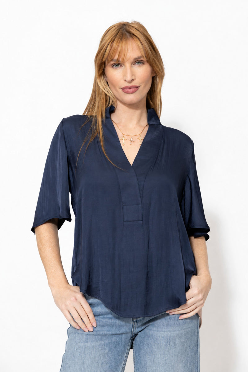 Navy Milan Fluted Blogger Shirt