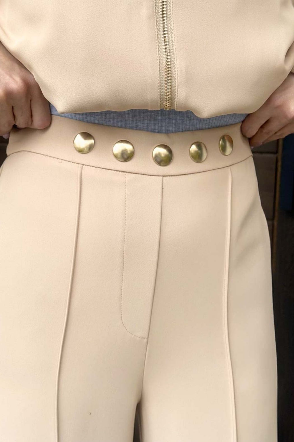 Beige Euro Stud Pant