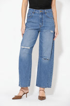 Mid Denim Distressed Cocoon Jean