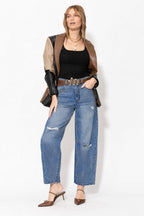 Mid Denim Distressed Cocoon Jean