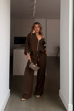 Chocolate Drape Drawstring Pant