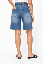 Mid Denim Distressed Shorts