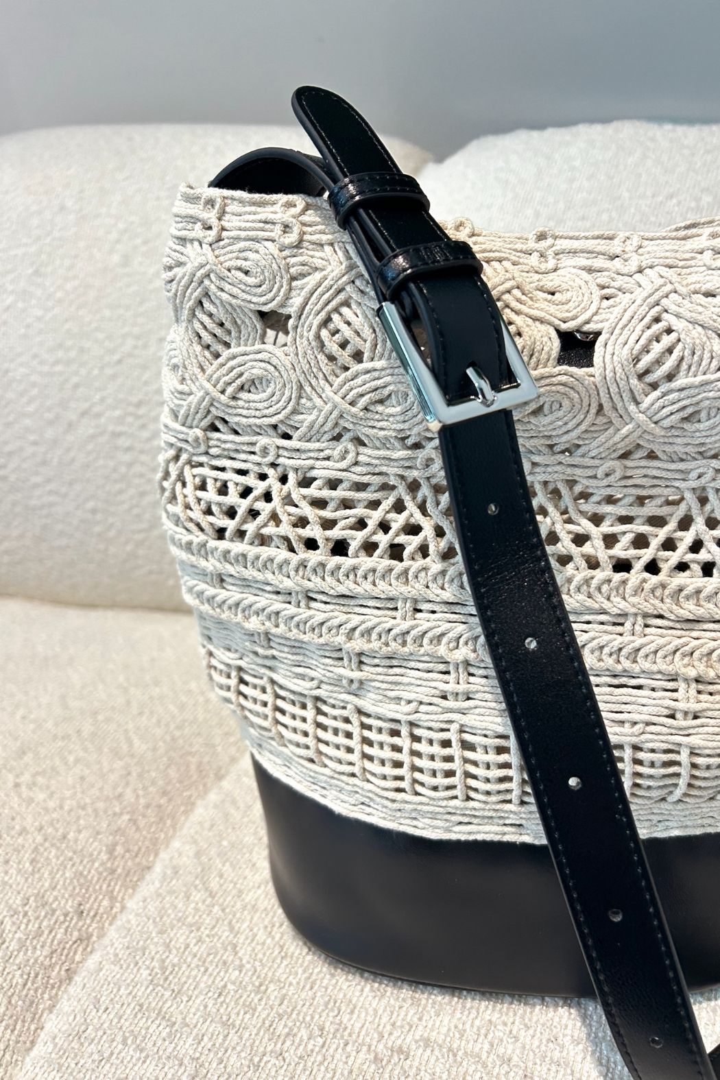 Ivory/Black Lola Crochet Bag