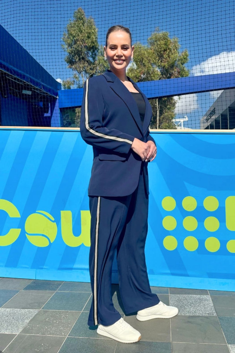 Navy Euro Pintuck Sport Pant