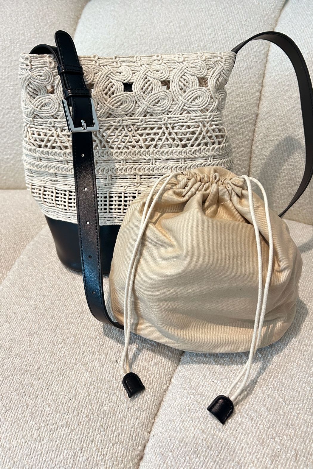Ivory/Black Lola Crochet Bag