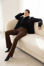 Chocolate Ponte Pintuck Miracle Flare Pant