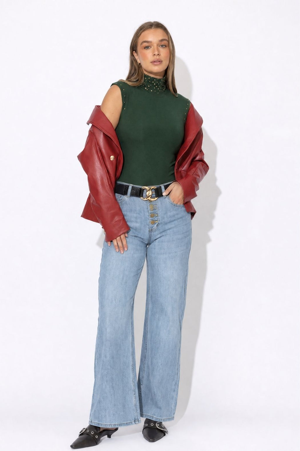 Gold Double Ring Elasticated Belt