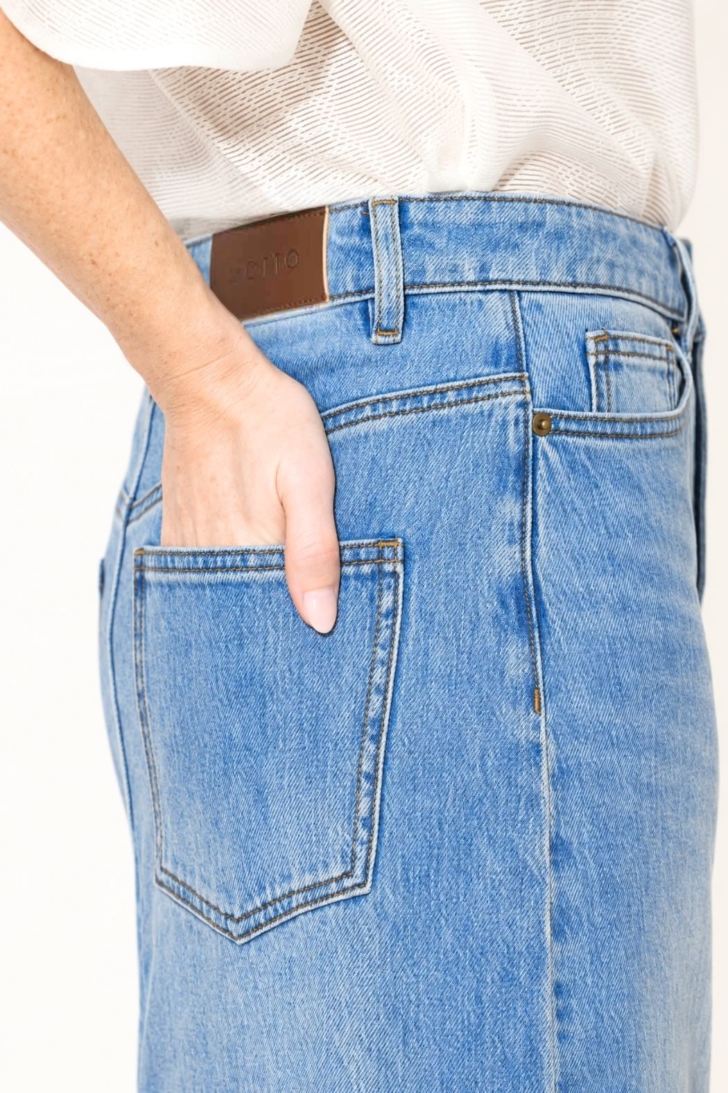 Blue Denim Maxi Skirt