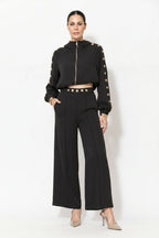 Black Euro Stud Hooded Jacket