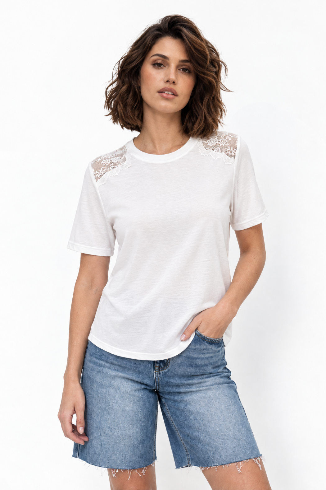 White Modal Lace T-Shirt