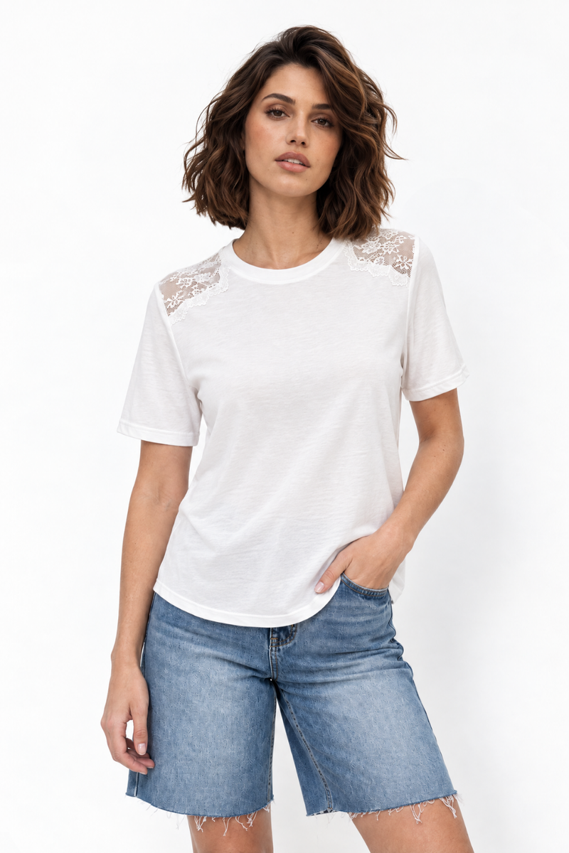 White Modal Lace T-Shirt