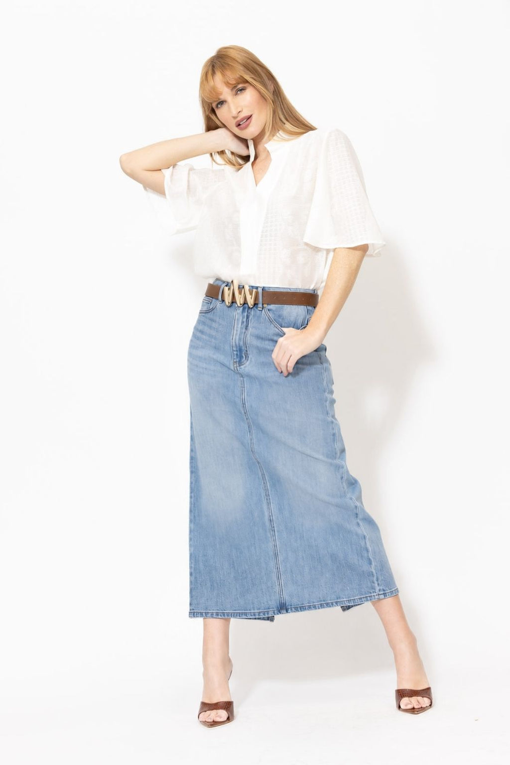 Blue Denim Maxi Skirt