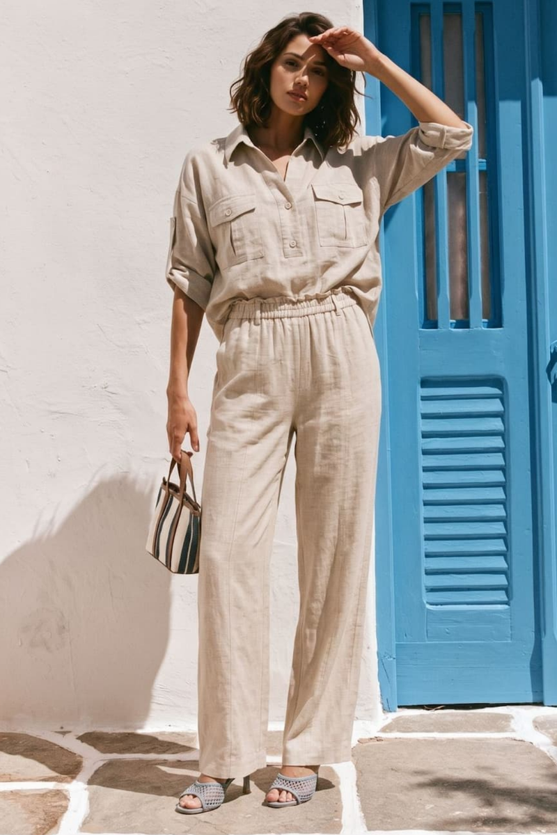 Natural Washed Linen Naples Pant