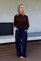 Chocolate Tencel Drape Top