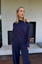 Navy Tencel Drape Top